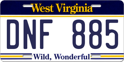 WV license plate DNF885