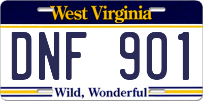 WV license plate DNF901