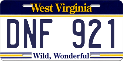 WV license plate DNF921