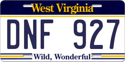 WV license plate DNF927
