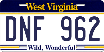 WV license plate DNF962
