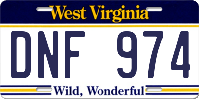 WV license plate DNF974