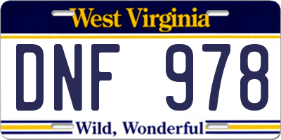 WV license plate DNF978