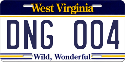 WV license plate DNG004