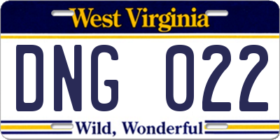 WV license plate DNG022
