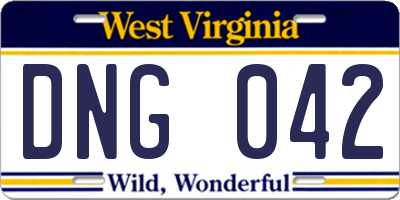 WV license plate DNG042