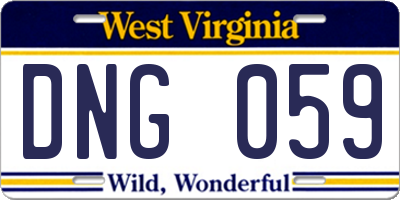 WV license plate DNG059