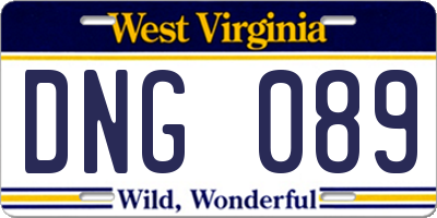 WV license plate DNG089