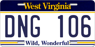 WV license plate DNG106
