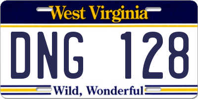 WV license plate DNG128