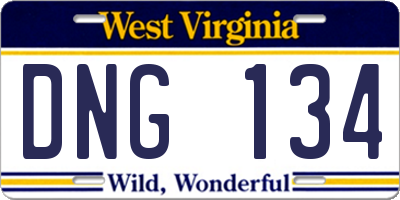 WV license plate DNG134