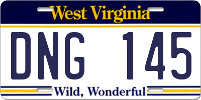 WV license plate DNG145
