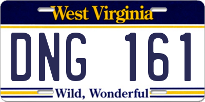 WV license plate DNG161