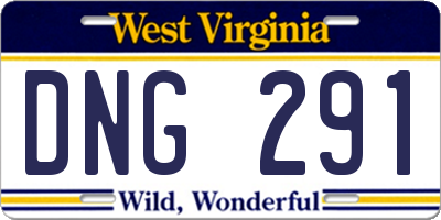 WV license plate DNG291