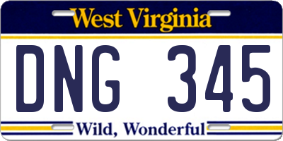 WV license plate DNG345