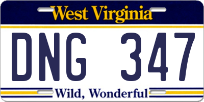 WV license plate DNG347