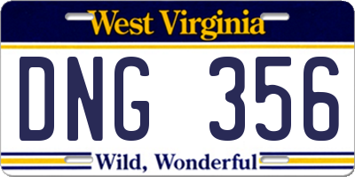 WV license plate DNG356