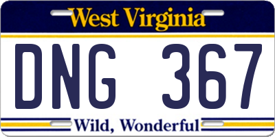 WV license plate DNG367