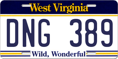WV license plate DNG389