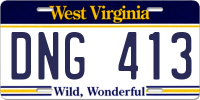 WV license plate DNG413