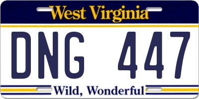 WV license plate DNG447