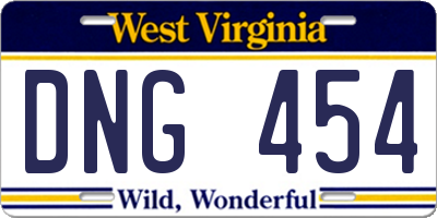 WV license plate DNG454