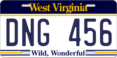 WV license plate DNG456