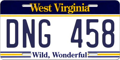 WV license plate DNG458