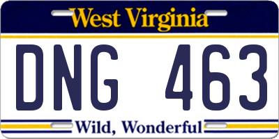 WV license plate DNG463