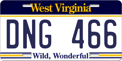 WV license plate DNG466