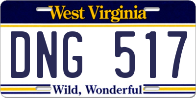 WV license plate DNG517