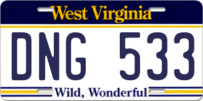 WV license plate DNG533