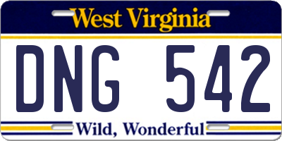 WV license plate DNG542