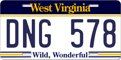 WV license plate DNG578