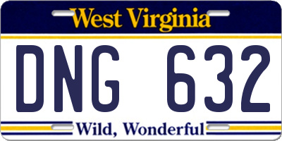 WV license plate DNG632