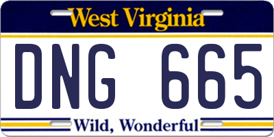 WV license plate DNG665