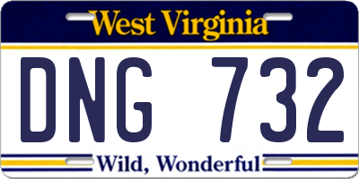WV license plate DNG732