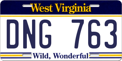 WV license plate DNG763