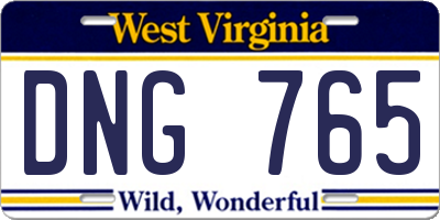 WV license plate DNG765