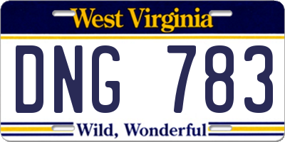 WV license plate DNG783