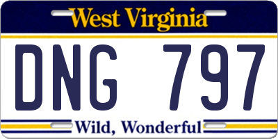 WV license plate DNG797