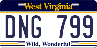 WV license plate DNG799