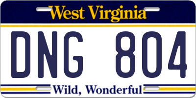 WV license plate DNG804