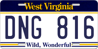 WV license plate DNG816