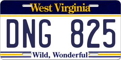 WV license plate DNG825