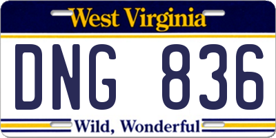 WV license plate DNG836