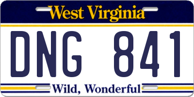 WV license plate DNG841