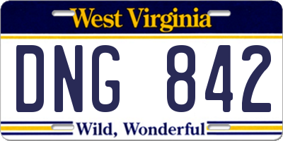 WV license plate DNG842