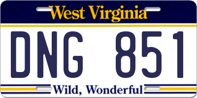 WV license plate DNG851
