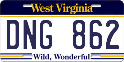 WV license plate DNG862